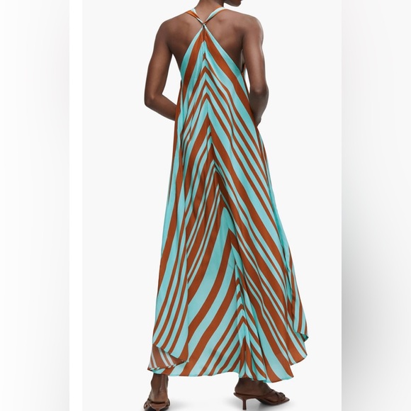 Mango Chevron Striped Blue/Brown Maxi Dress M NWOT - Picture 4 of 7